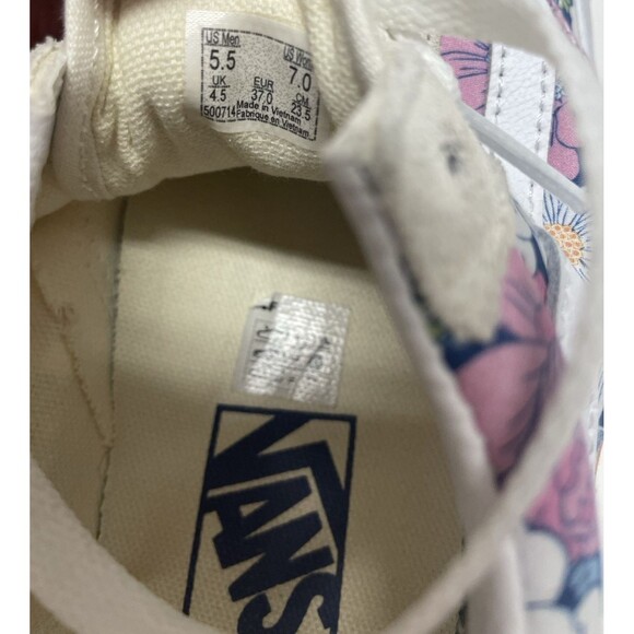 Vans Low Sneakers Tennis Shoes Retro Pink floral white suede top size 7 skater - Picture 10 of 12